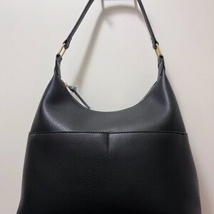 Elegant Black Vegan Leather Shoulder Bag